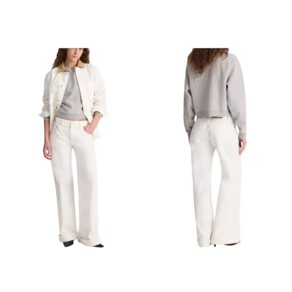 NWT Madewell X Benjamin Talley Smith Coolidge Low-Rise Wide-Leg Jean White 25